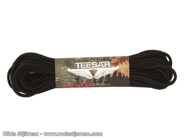 Teesar Paracord Svart 50ft tau og paracord