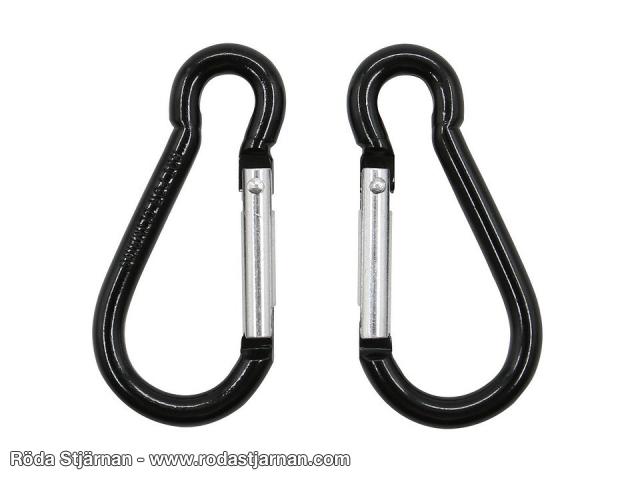 Fosco karbinhakar 5 mm 2-pack svarta karbinhake