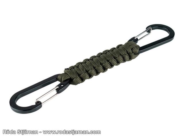 Paracord med dubbla karbinkrokar grön karbinhake